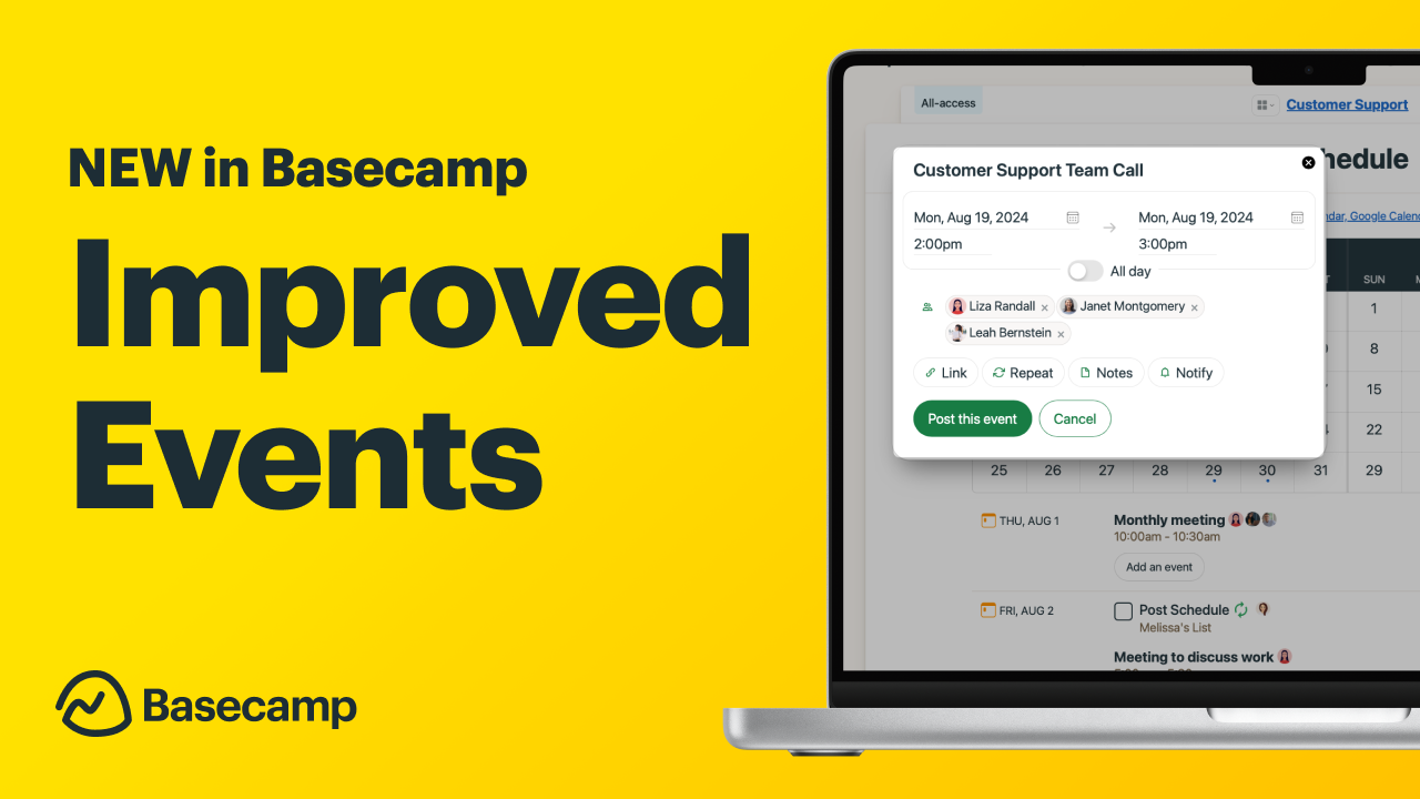 New in Basecamp: Better events