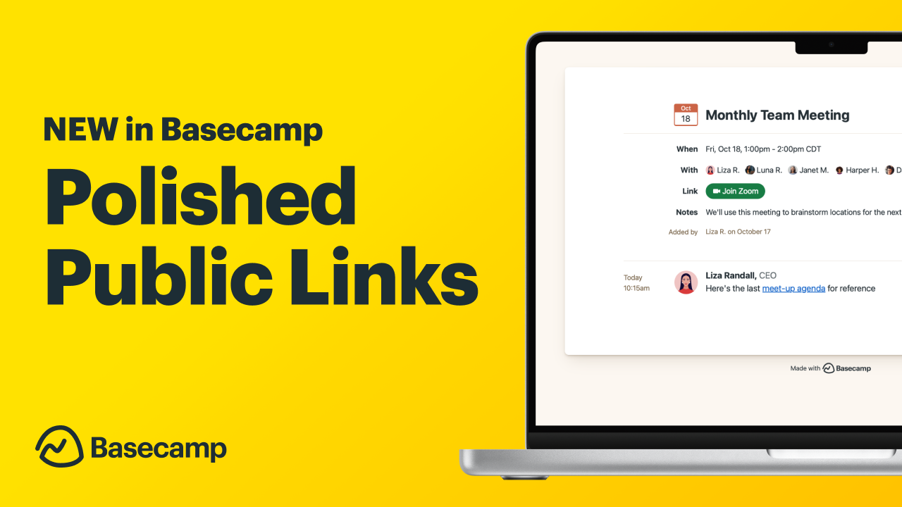 New in Basecamp: Do more with Public Links