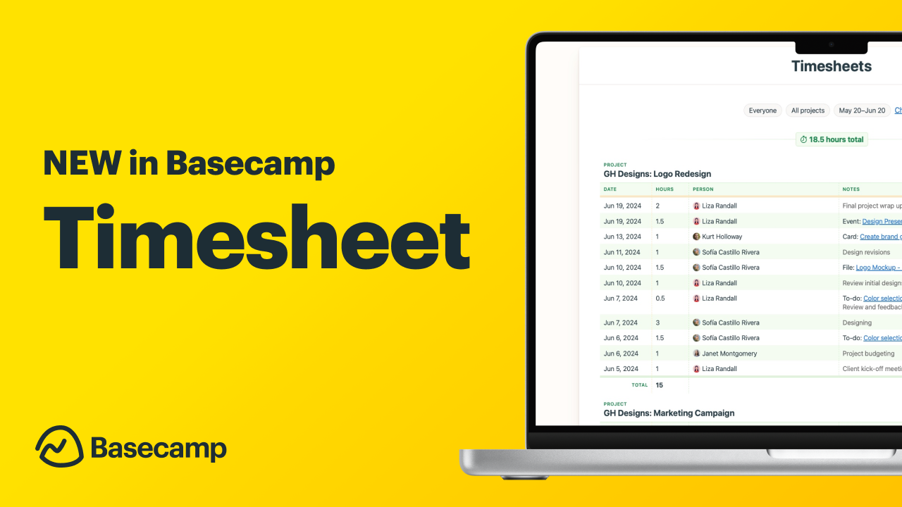 New in Basecamp: Timesheet